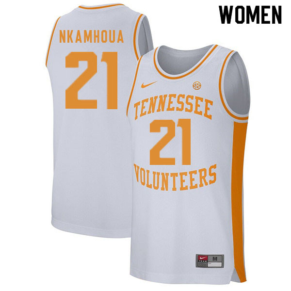 Women #21 Olivier Nkamhoua Tennessee Volunteers College Basketball Jerseys Sale-White